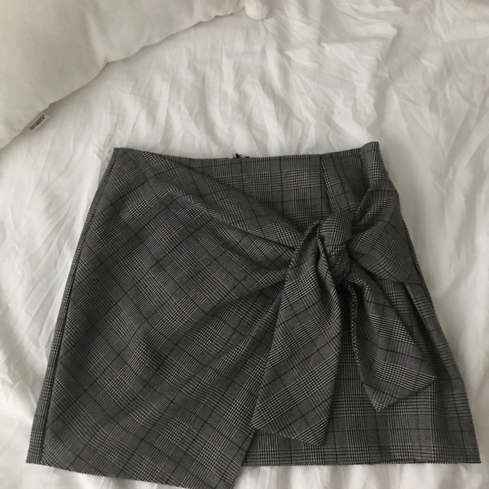 Charcoal Tie Mini Skirt